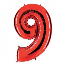 PALLONE NUMERO 9 MYLAR 102cm 40 ROSSO