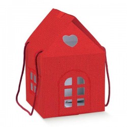 CASETTA C/CORDINI 24,5x24,5x15cm LINO ROSSO