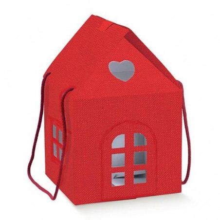 CASETTA C/CORDINI 24,5x24,5x15cm LINO ROSSO
