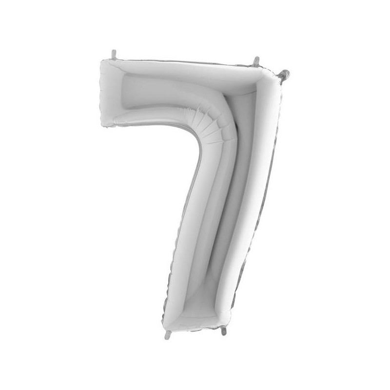 PALLONE NUMERO 7 MYLAR 66cm 26 ARGENTO