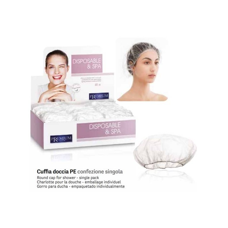 CUFFIA DOCCIA TRASPARENTE 100PZ IMB.SING