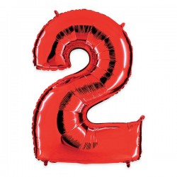 PALLONE NUMERO 2 MYLAR 102cm 40 ROSSO