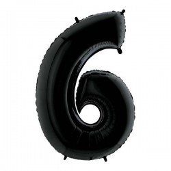 PALLONE NUMERO 6 MYLAR 102cm 40 NERO