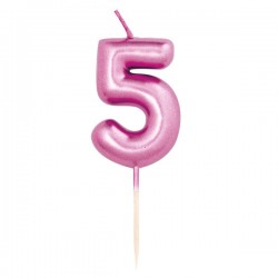 CANDELINA NUMERO 5 METAL FUCSIA 7cm