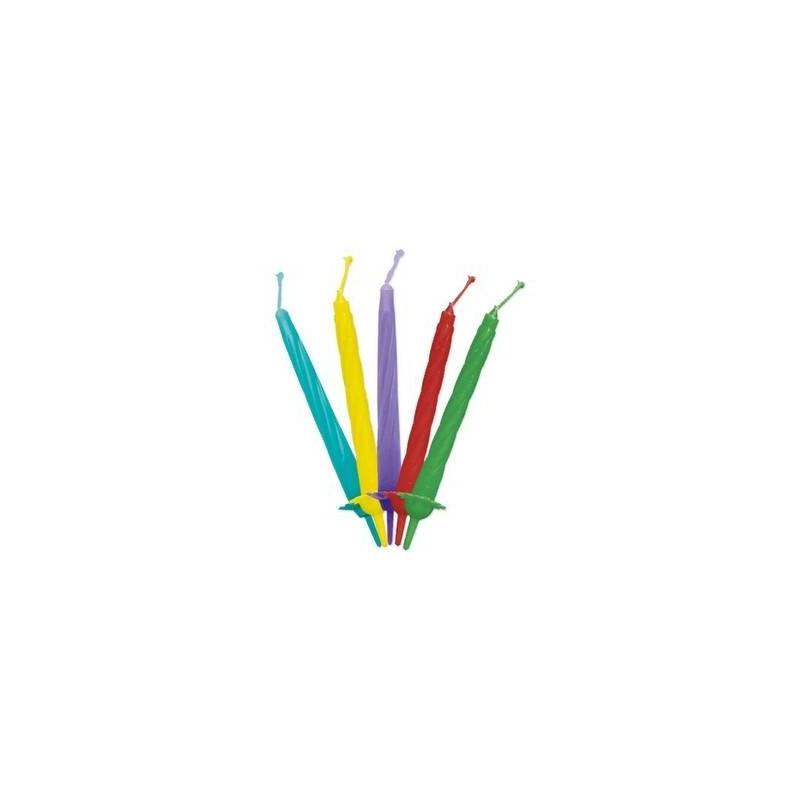 CANDELINE C/SUPPORTO 8cm COLOR 12pz
