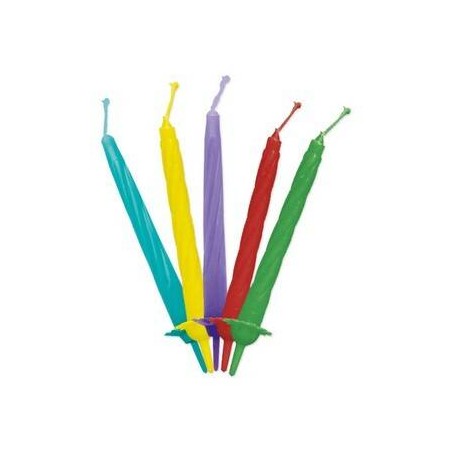 CANDELINE C/SUPPORTO 8cm COLOR 12pz