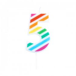 CANDELINA NUMERO 5  MULTICOLOR STRIPES 10,5cm