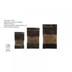 SACCHETTI ZIP PER ALIMENTI CON FINESTRA 13+7x22,5cm 250ml NERO 100pz