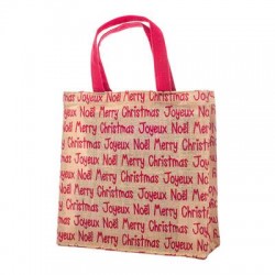 BORSA JUTA MERRY CHRISTMAS ROSSO 25+10x25cm