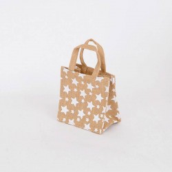 BORSA JUTA STELLINE 20+10x20cm BIANCO