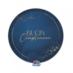 PIATTO DESSERT ø18cm BUON COMPLEANNO BLUE NAVY 6pz