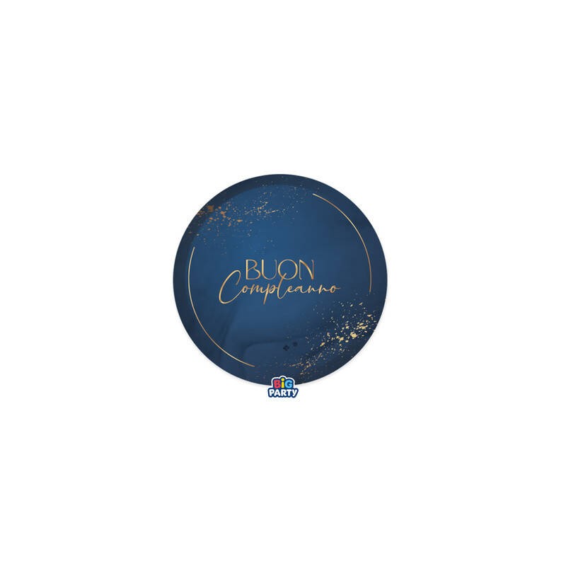 PIATTO DESSERT ø18cm BUON COMPLEANNO BLUE NAVY 6pz