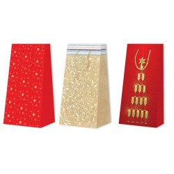 BORSA GIFT DECO RED MAT PORTA 2 BOTTIGLIE 21x12x40cm (3ASS.)