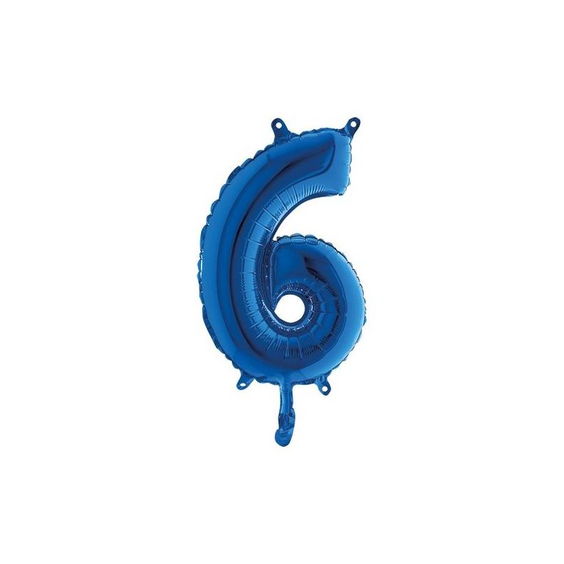 PALLONE NUMERO 6 MYLAR 14 36cm BLU
