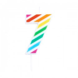 CANDELINA NUMERO 7  MULTICOLOR STRIPES 10,5cm