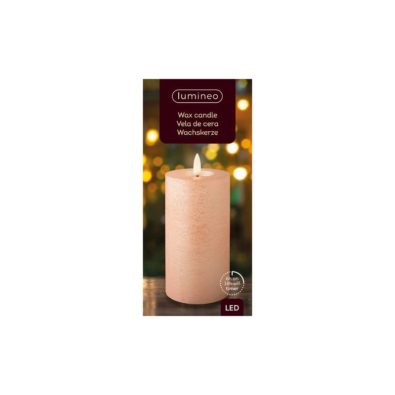 CANDELA LED Ø7xh15 cm ROSA ANTICO LUCE CALDA