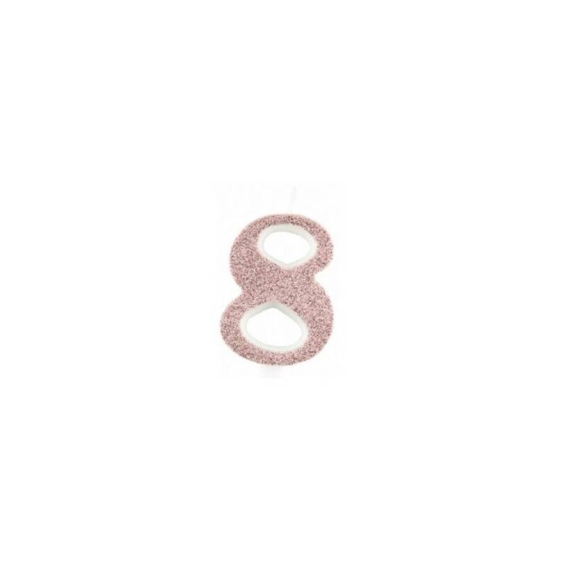 CANDELINA NUMERO 8 GLITTER ROSE GOLD 9,5cm
