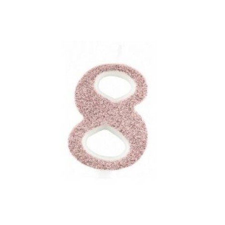 CANDELINA NUMERO 8 GLITTER ROSE GOLD 9,5cm