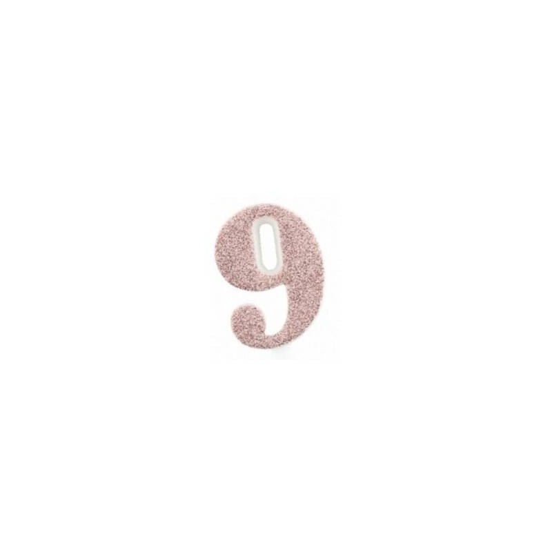 CANDELINA NUMERO 9 GLITTER ROSE GOLD 9,5cm