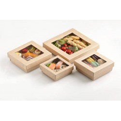BOX CARTONCINO AVANA C/FINESTRA 14x14x5cm 1000ml 25pz