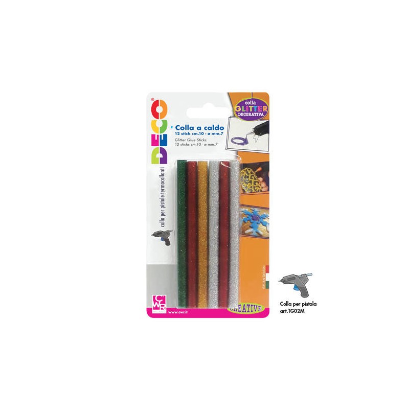 COLLA A CALDO GLITTER 12 STICK 10cm ø7mm