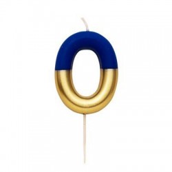 CANDELINA NUMERO 0 BLU/ORO 10,5cm
