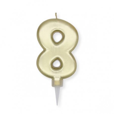 CANDELINA NUMERO 8 PLUMP ORO METAL 10cm