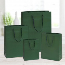 SHOPPER IN CARTA PLASTIFICATA OPACA 27+12x37cm VERDE