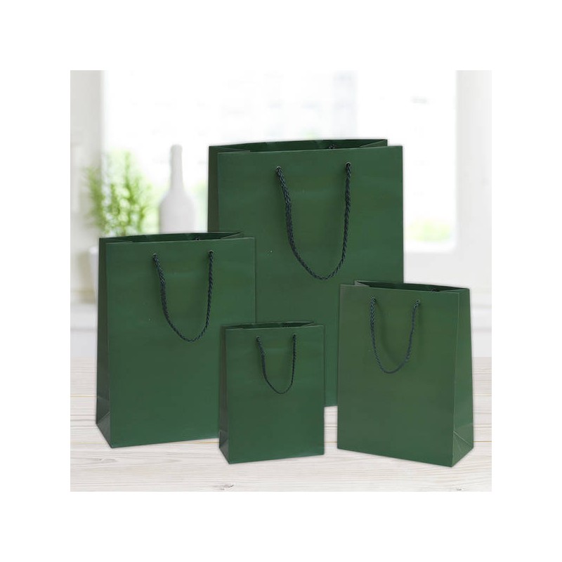 SHOPPER IN CARTA PLASTIFICATA OPACA 27+12x37cm VERDE