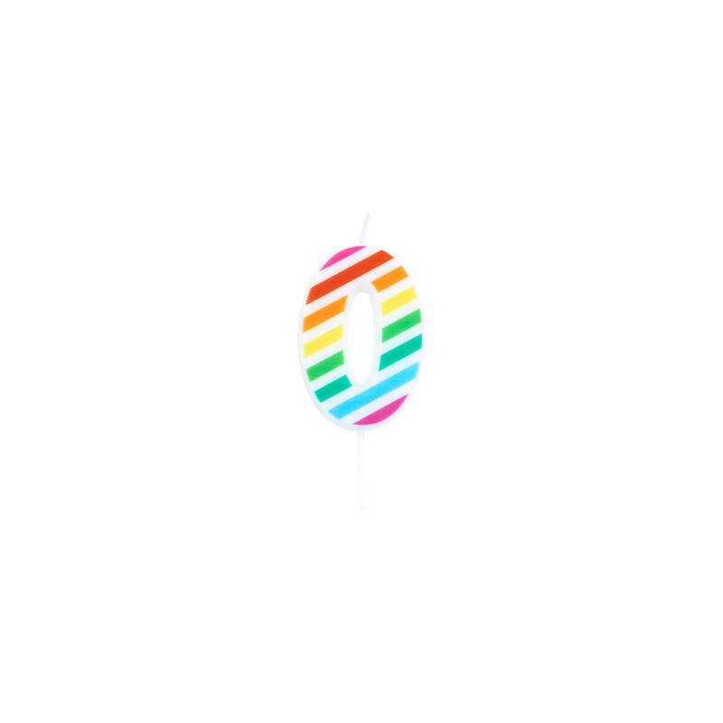 CANDELINA NUMERO 0 MULTICOLOR STRIPES 10,5cm