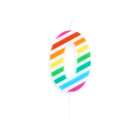CANDELINA NUMERO 0 MULTICOLOR STRIPES 10,5cm