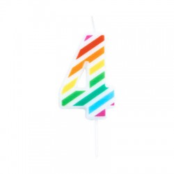 CANDELINA NUMERO 4  MULTICOLOR STRIPES 10,5cm
