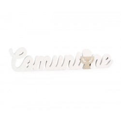 SCRITTA LEGNO COMUNIONE 55x30x14,7cm BIANCO