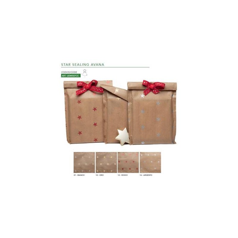 BUSTE REGALO CARTA STAR SEALING AVANA 25X38cm 50pz