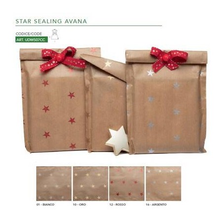 BUSTE REGALO CARTA STAR SEALING AVANA 25X38cm 50pz