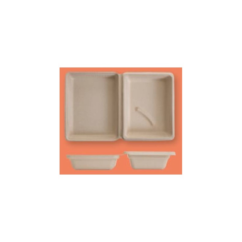 VASCHETTA POLPA RETTANGOLARE 22,5x16x8,5cm  BIO COMPOSTABILI 50pz JUNGLE