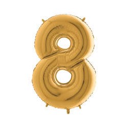 PALLONE NUMERO 8 MYLAR 102cm 40 ORO
