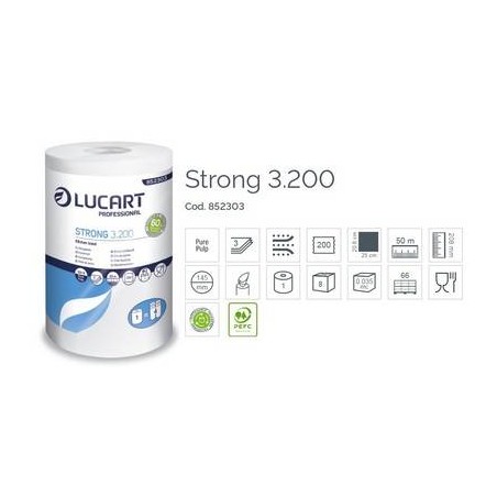 ASCIUGATUTTO 3 VELI 50mt 200STR STRONG 3200 LUCART 8 ROTOLI