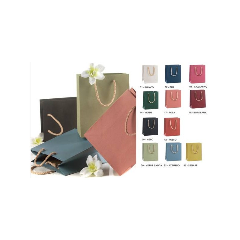 SHOPPER CARTA KRAFT 160gr 16x19+8cm 32-AZZURRO