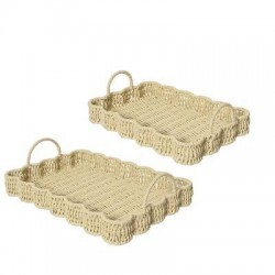 VASSOIO IN CORDA RETTANGOLARE C/MANICI 23x35x10cm BEIGE