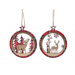 DECORAZIONE DA APPENDERE XMAS SCOZZESE C/RENNA ø9cm ass.ta