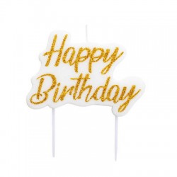 CANDELINA BIO HAPPY BIRTHDAY GLITTER ORO 8x6cm