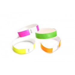 BRACCIALETTI CARTA FLUORESCENTI C/ADESIVO 100pz