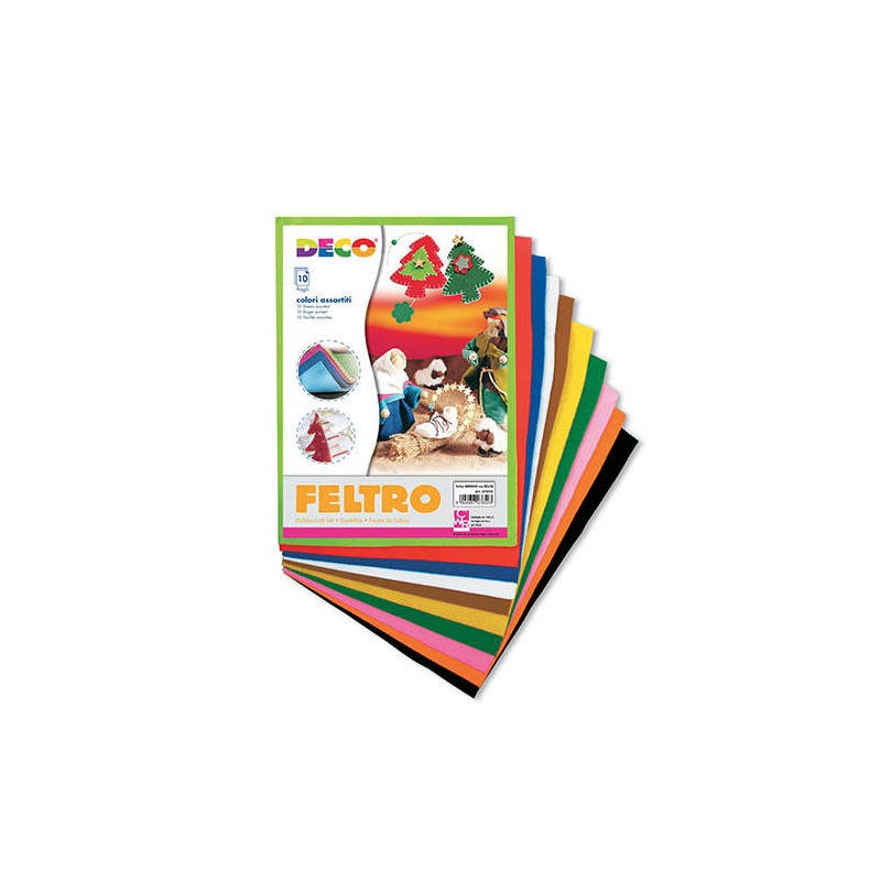 FOGLI IN FELTRO 21x30cm 10fg COLORI ASSORTITI