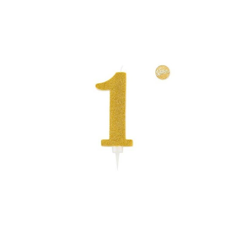 CANDELINA GLITTER N.1 ORO 15,5cm