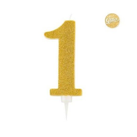 CANDELINA GLITTER N.1 ORO 15,5cm