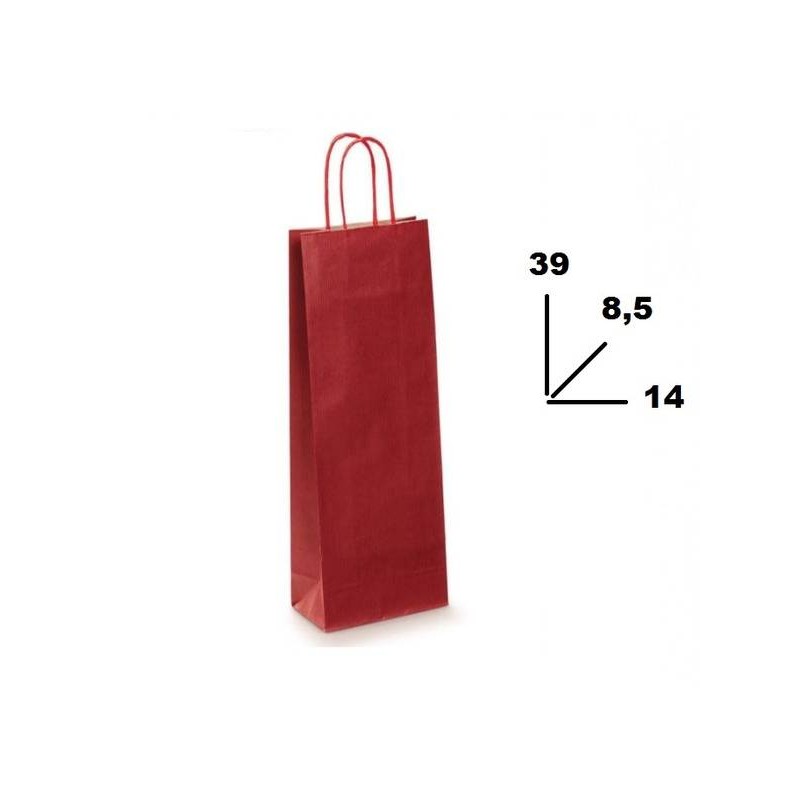 BORSA CARTA COLOR BOTTIGLIA MIS.14+8,5x39cm ROSSO SCURO 551