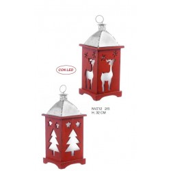 LANTERNA SILVER/RED 2 SOGGETTI H.32cm NVZ12