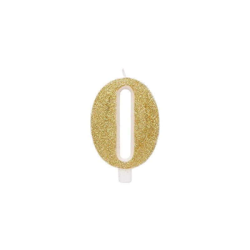 CANDELINA NUMERO 0 GLITTER ORO 9,5cm
