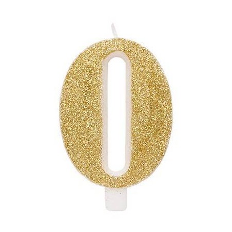 CANDELINA NUMERO 0 GLITTER ORO 9,5cm
